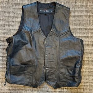 Men's Black Leather Vest